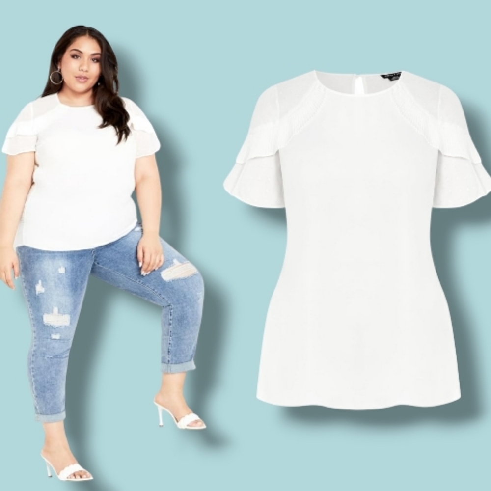 NWT City Chic Clara Top In White Size 14 (1X)